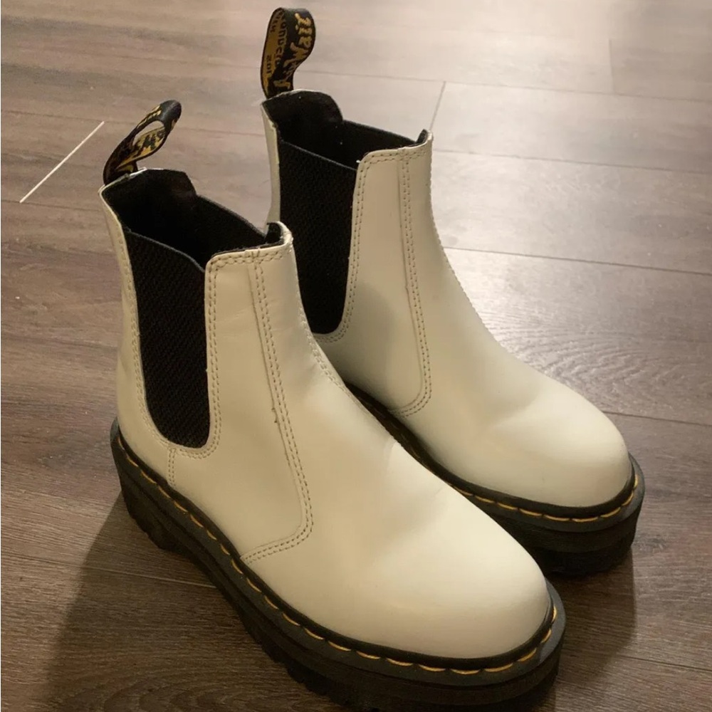 Dr. Martens White Ankle Chelsea Boots